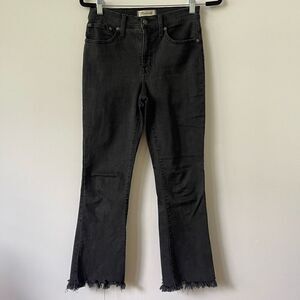 Madewell Women's Skinny Mid-Rise Fringe Hem Black Denim Jeans Size 28